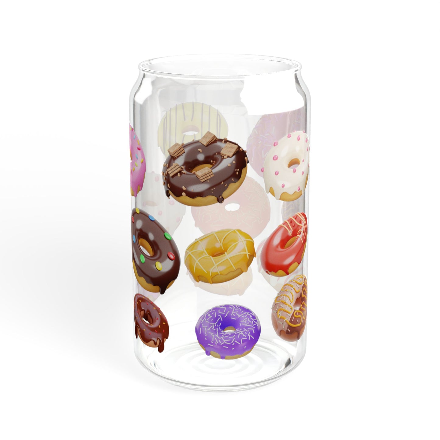 Sweet Sip 16oz Donut-Themed Sipper Glass Fun | Colorful | Reusable | Perfect for Donut Lovers