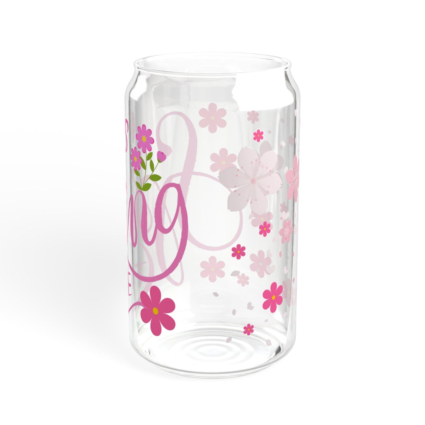 Blush Bloom 16oz Pink Floral Sipper Glass Elegant | Reusable | Gift-Ready | Perfect for Her