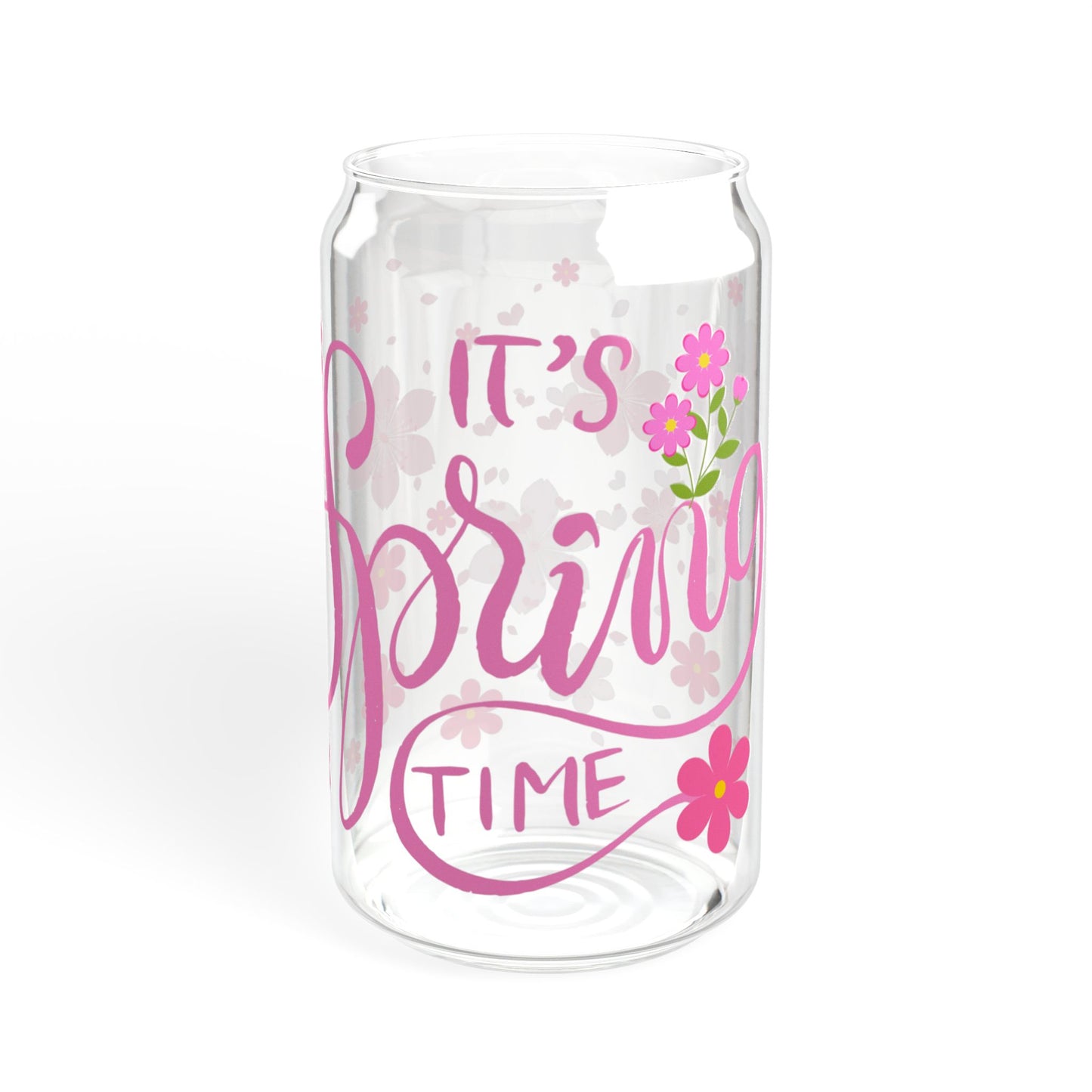Blush Bloom 16oz Pink Floral Sipper Glass Elegant | Reusable | Gift-Ready | Perfect for Her