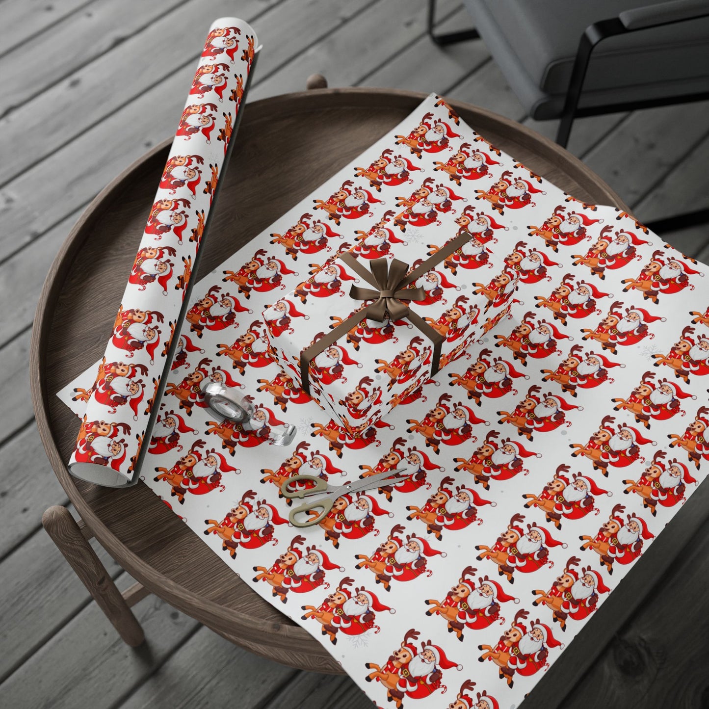 Santa & Reindeer Wrapping Paper Festive Christmas Gift Wrap Sheets