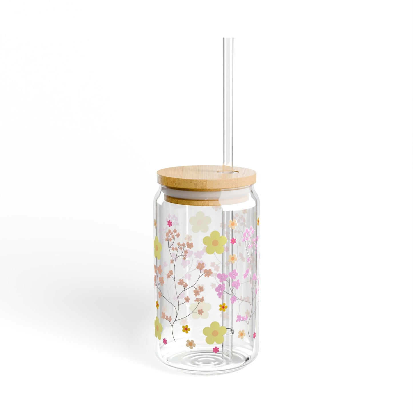 Floral Delight 16oz Sipper Glass Elegant | Eco-Friendly | Gift-Ready | Perfect for Every Season