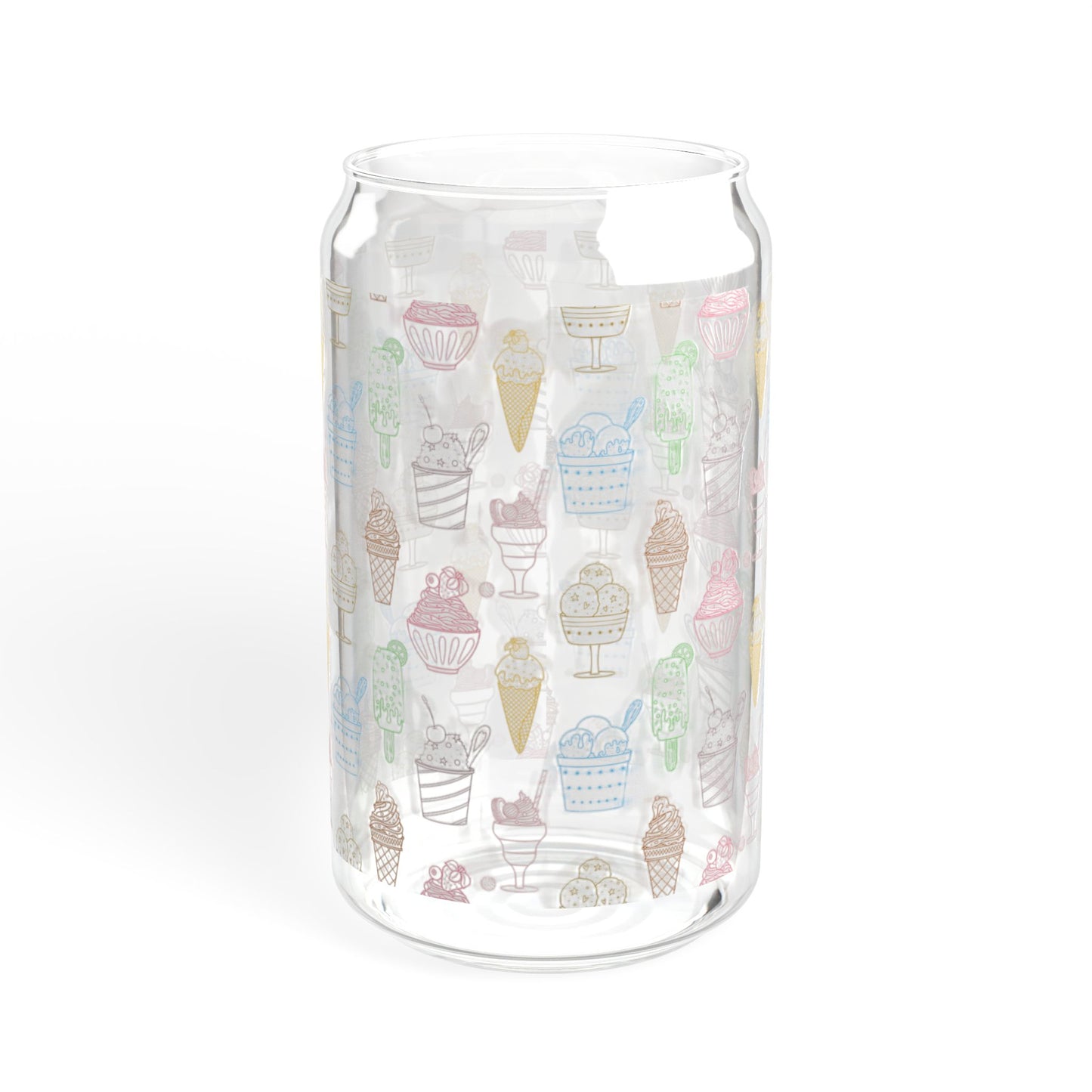 Sweet Chill 16oz Colorful Ice Cream Sipper Glass Playful | Reusable | Eco-Friendly | Perfect for Summer Fun