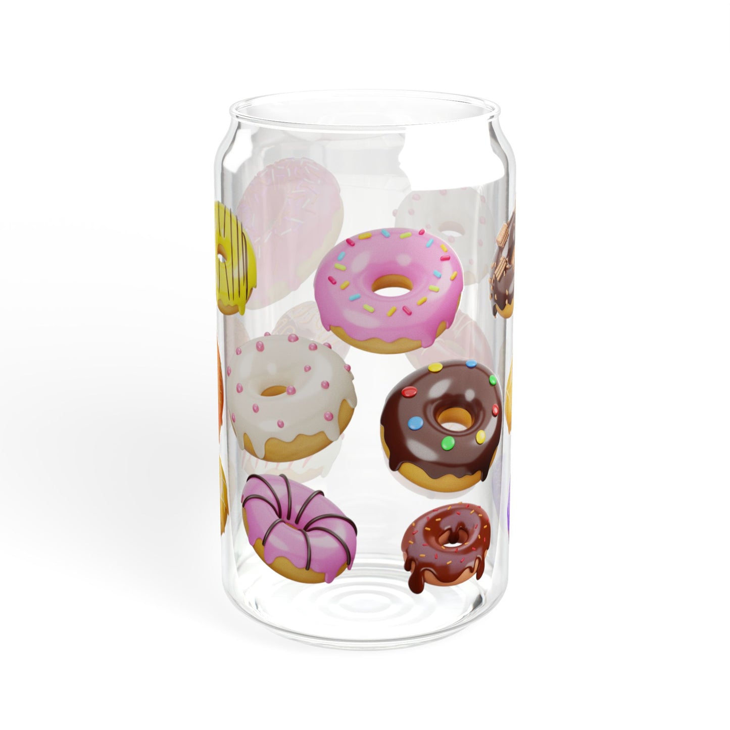 Sweet Sip 16oz Donut-Themed Sipper Glass Fun | Colorful | Reusable | Perfect for Donut Lovers