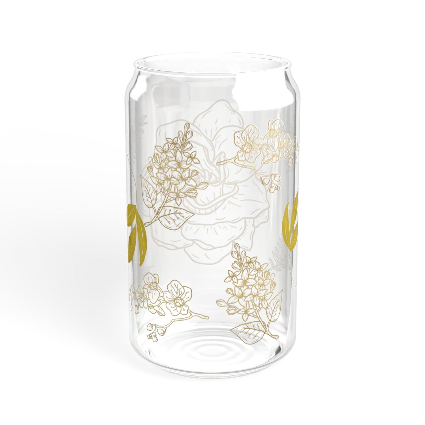 Elegant Gold Bloom 16oz Sipper Glass Luxury | Eco-Friendly | Gift-Ready | Perfect for Special Occasions
