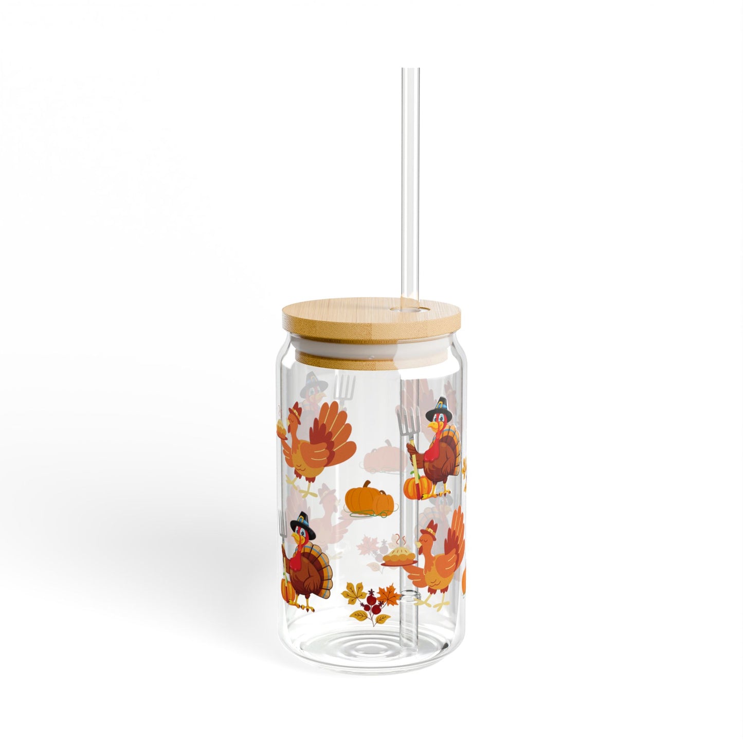 Turkey Tumbler Thanksgiving Sipper Glass 16oz Festive | Reusable | Eco-Friendly | Fall Decor Favorite