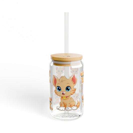 Purrfect Sip Adorable Cat Sipper Glass 16oz Cute | Reusable | Giftable | Ideal for Cat Lovers