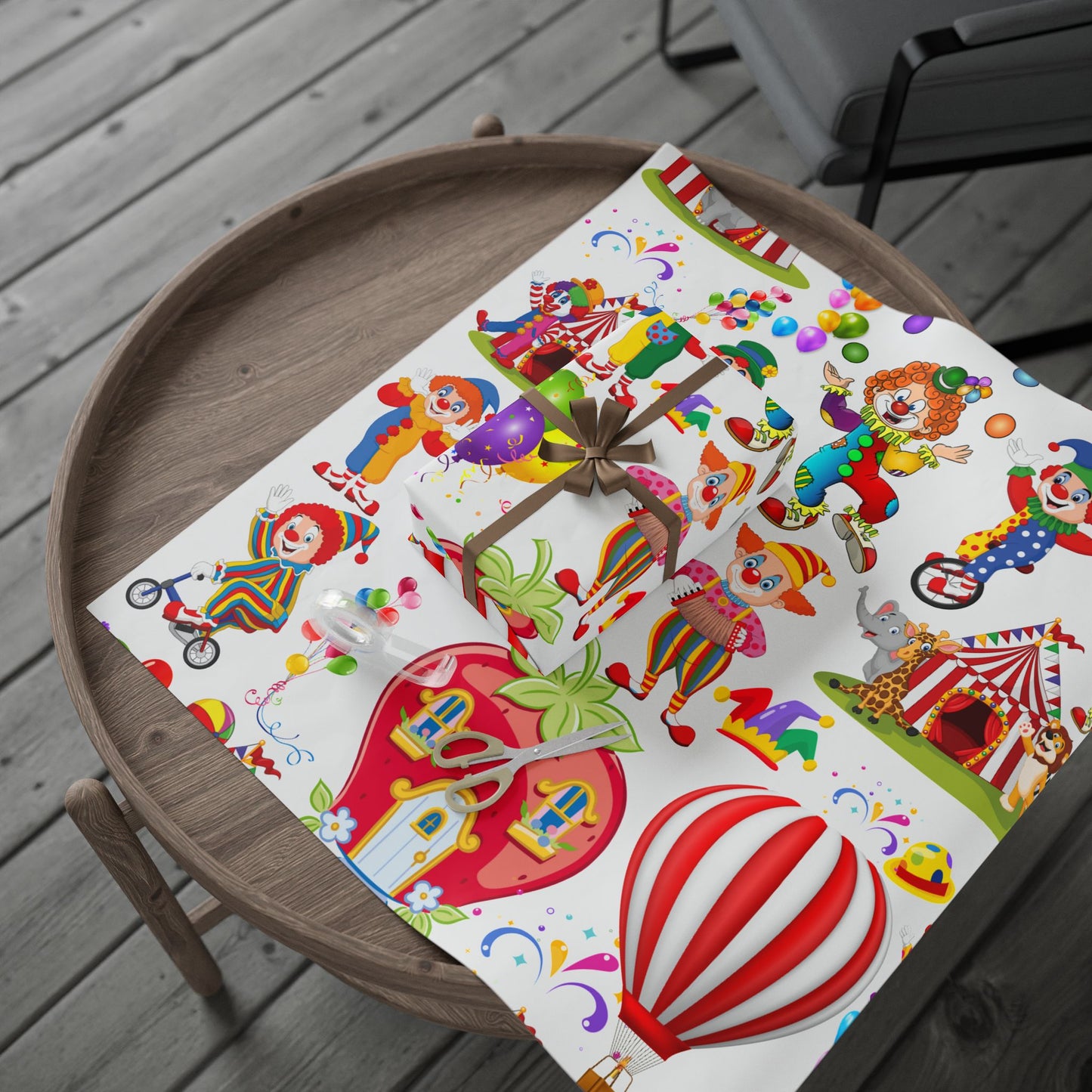 Clown Birthday Wrapping Paper Colorful Gift Wrap for Parties