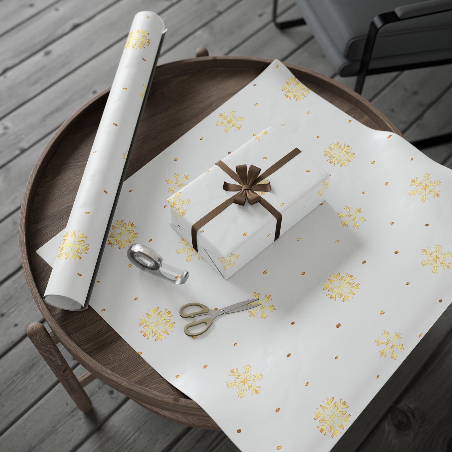 Golden Snowflake Wrapping Paper