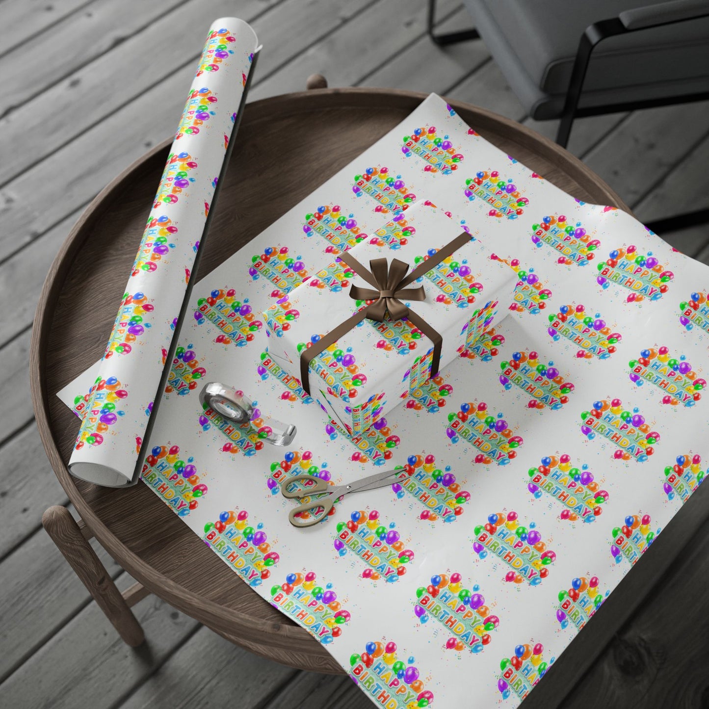 Happy Birthday Balloons Wrapping Paper Colorful Gift Wrap for Parties