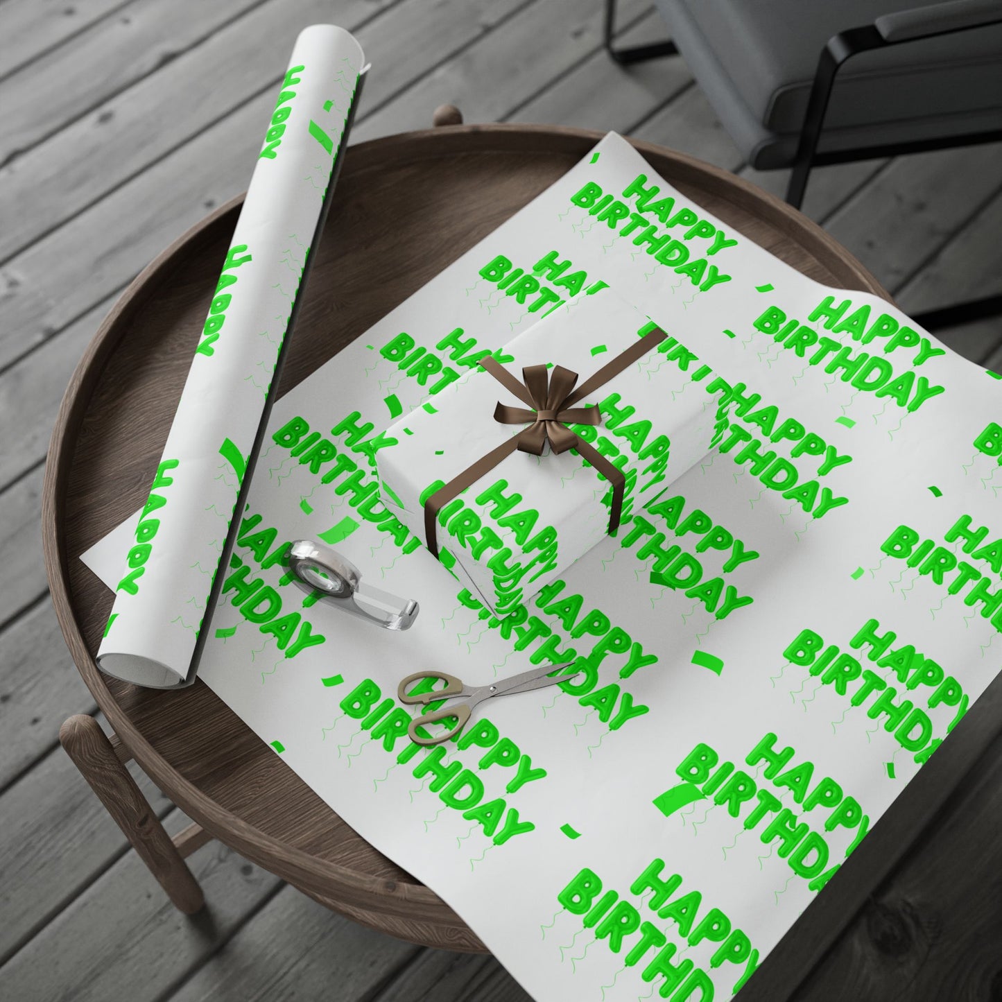 Green Birthday Wrapping Paper Festive Gift Wrap for Parties