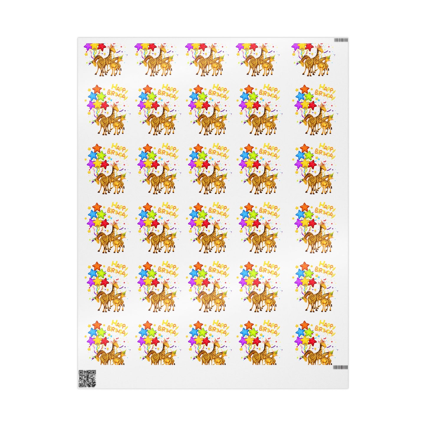 Family Giraffe Wrapping Paper Cute Gift Wrap for Birthdays and Celebrations