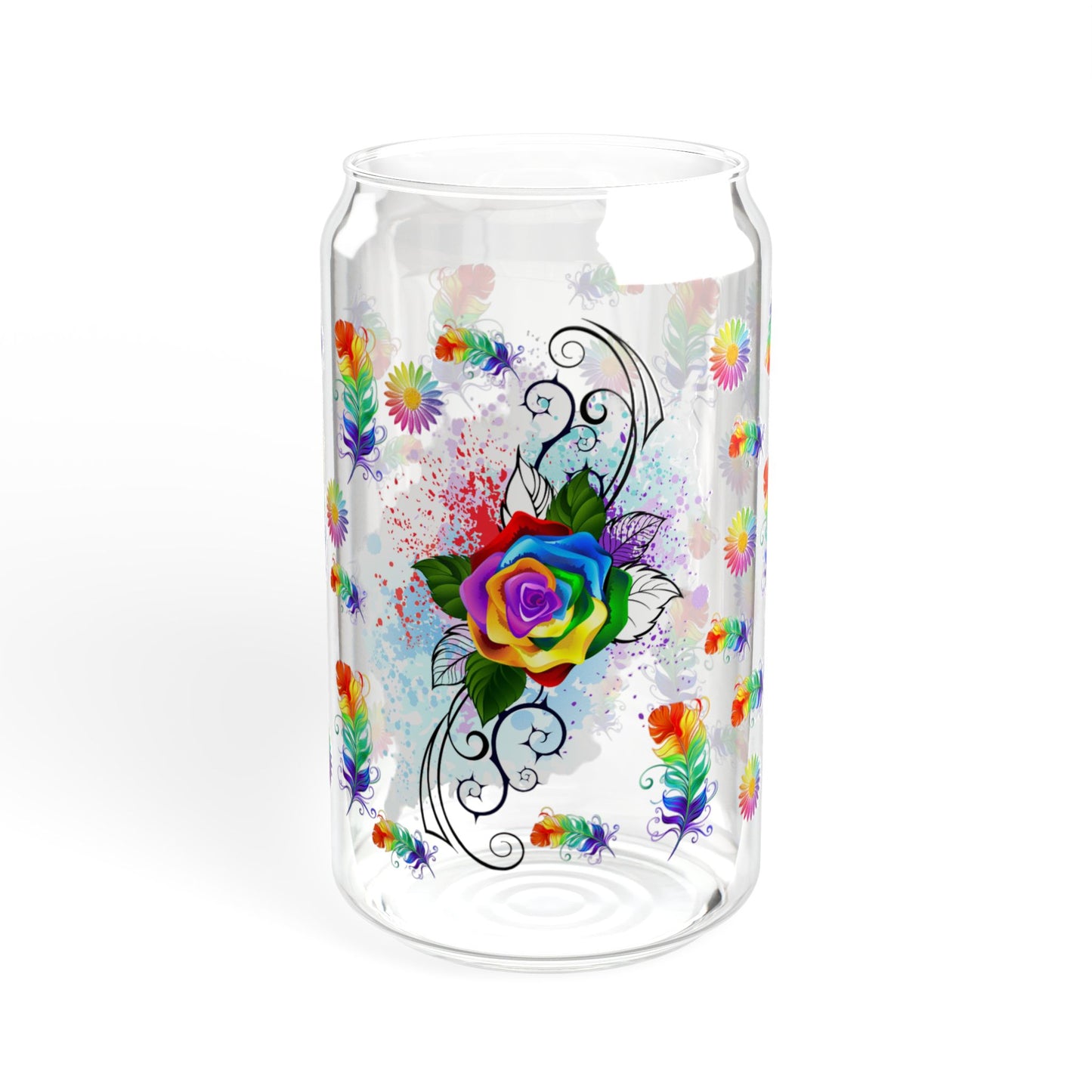 Bloom Sip 16oz Floral Sipper Glass with Bamboo Lid colorful | Eco-Friendly | Reusable | Perfect for Tea & Summer Moments