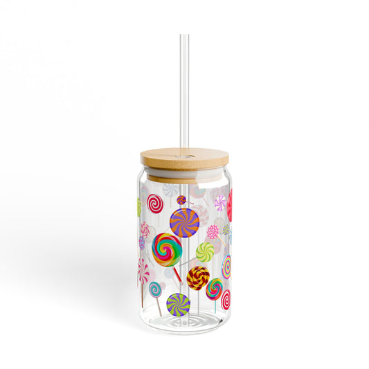 Candy Pop 16oz Colorful Sipper Glass Fun | Reusable | Party-Ready | Perfect for Kids and Celebrations