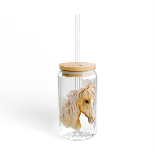 Saddle Sips Equestrian Sipper Glass 16oz Charming | Eco-Friendly | Unique | Perfect for Horse Lovers