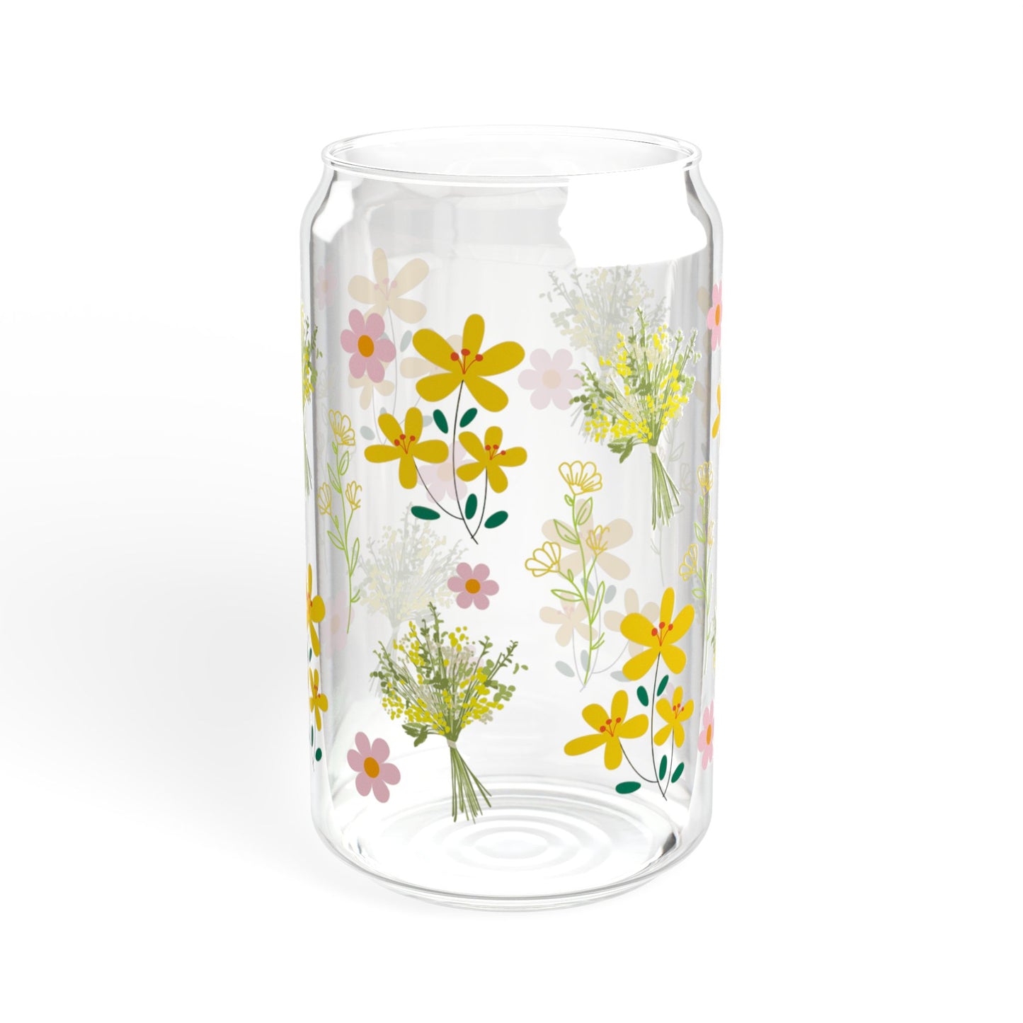 Golden Bloom 16oz Floral Sipper Glass Bright | Thoughtful | Gift-Ready | Perfect for Flower Lovers