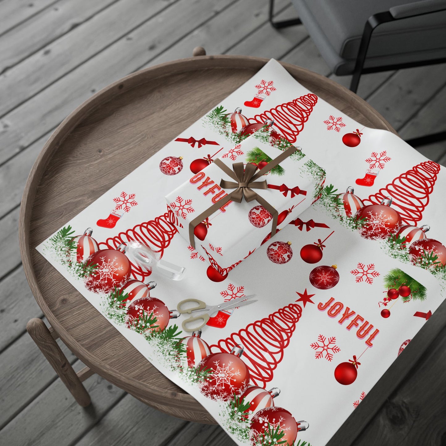 Joyful Christmas Wrapping Paper Festive Gift Wrap for Holidays