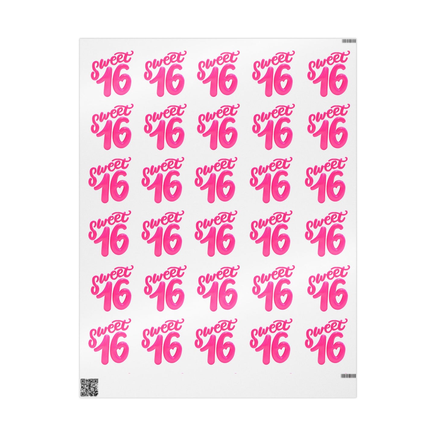 Sweet Sixteen Wrapping Paper Elegant Birthday Gift Wrap