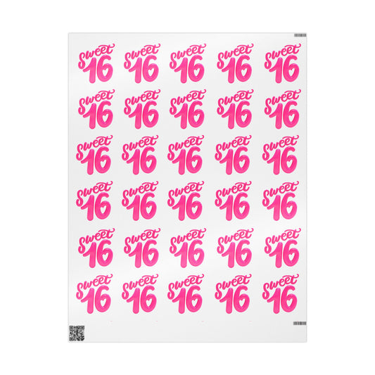 Sweet Sixteen Wrapping Paper Elegant Birthday Gift Wrap