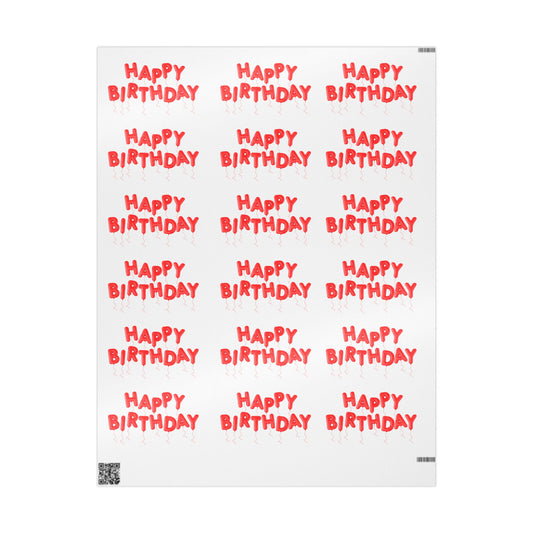 Red Birthday Wrapping Paper Festive Gift Wrap for Parties
