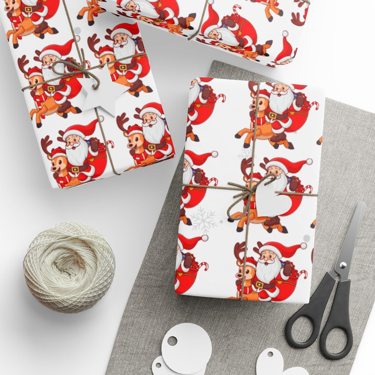 Santa & Reindeer Wrapping Paper Festive Christmas Gift Wrap Sheets