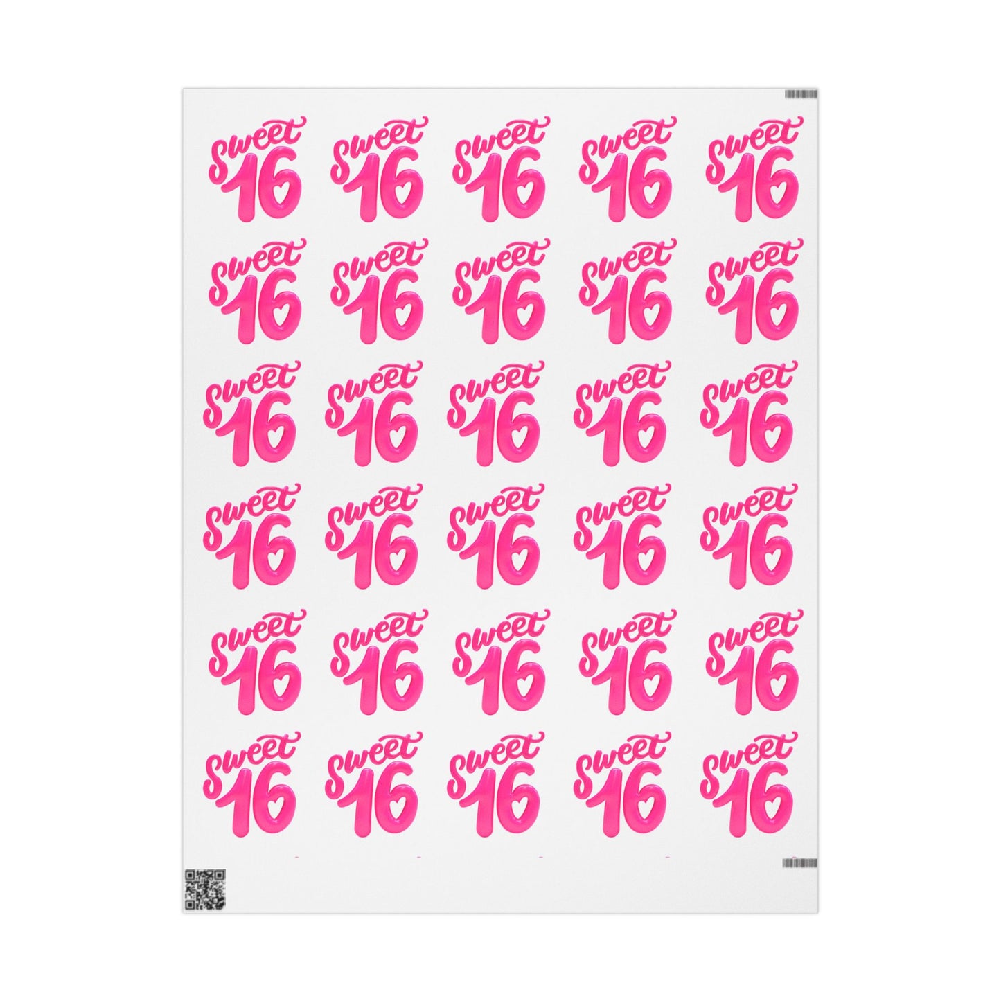 Sweet Sixteen Wrapping Paper Elegant Birthday Gift Wrap