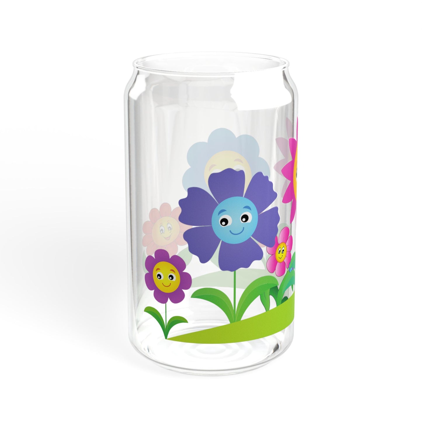 Blossom Sip 16oz Colorful Flower Sipper Glass Vibrant | Reusable | Kid-Friendly | Perfect for Garden Parties