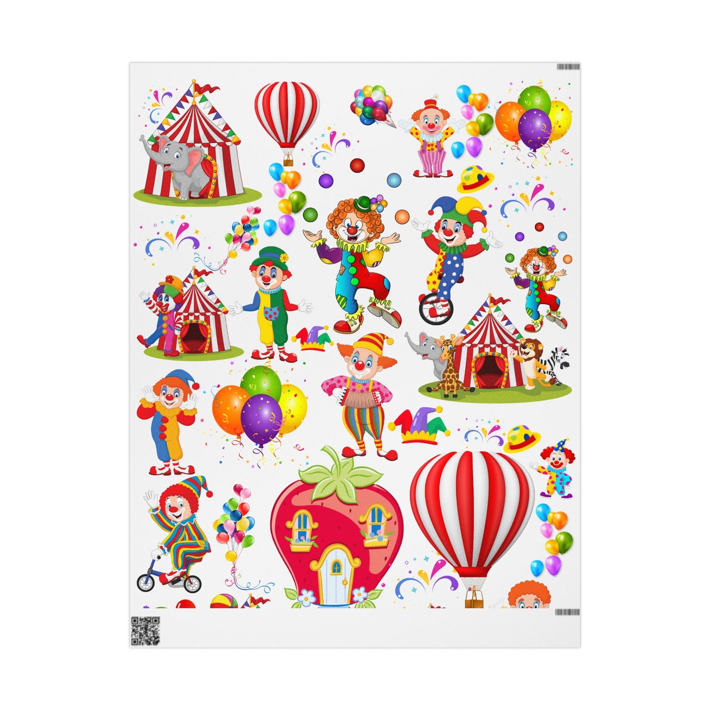 Clown Birthday Wrapping Paper Colorful Gift Wrap for Parties