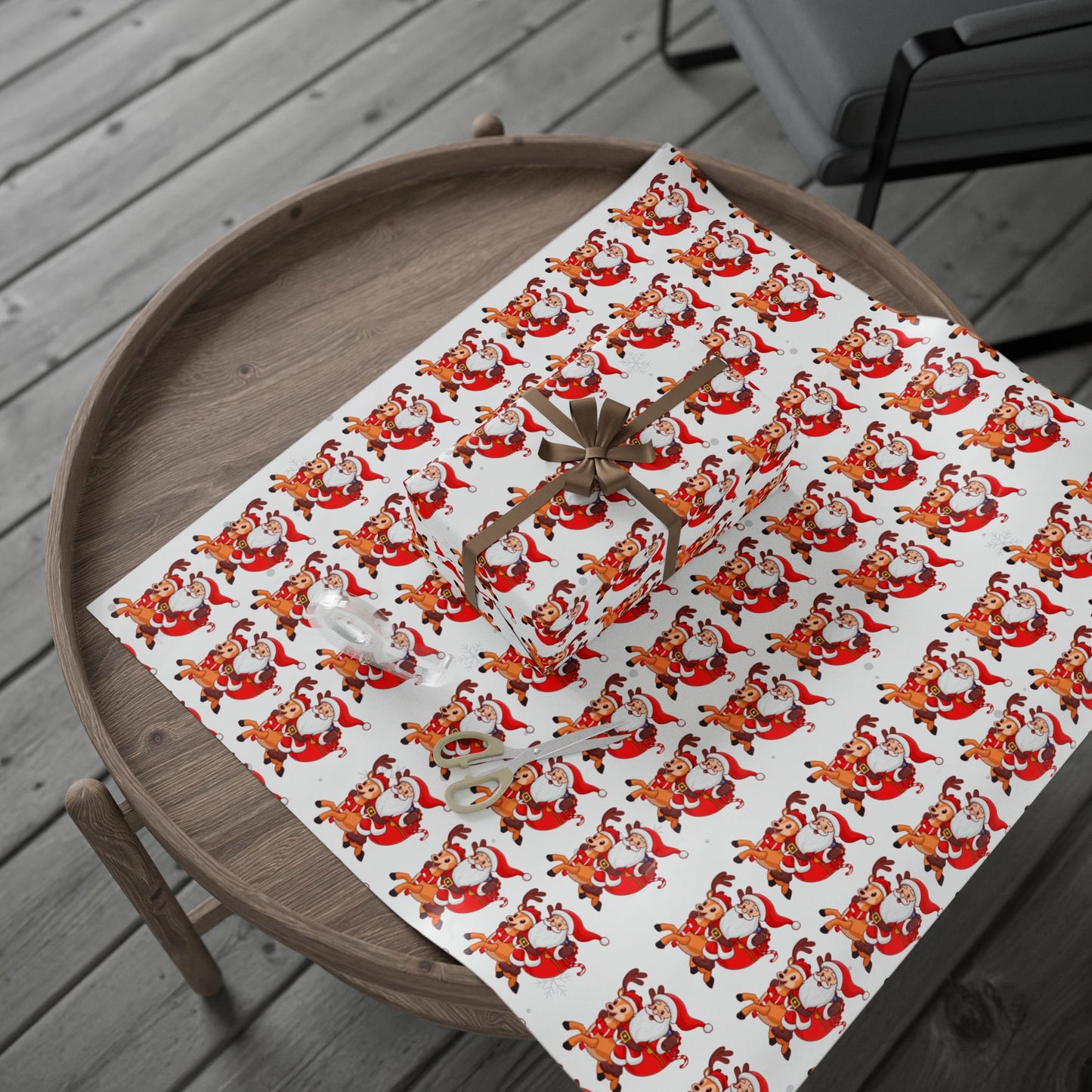 Santa & Reindeer Wrapping Paper Festive Christmas Gift Wrap Sheets