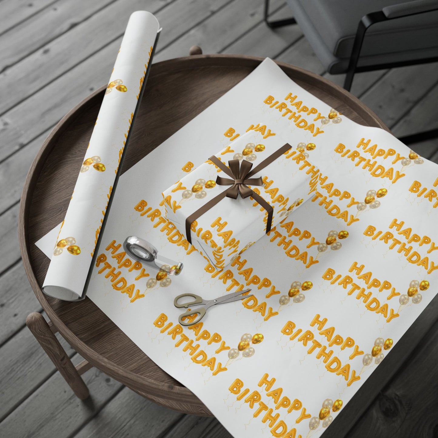 Gold Happy Birthday Wrapping Paper Elegant Gift Wrap for Celebrations
