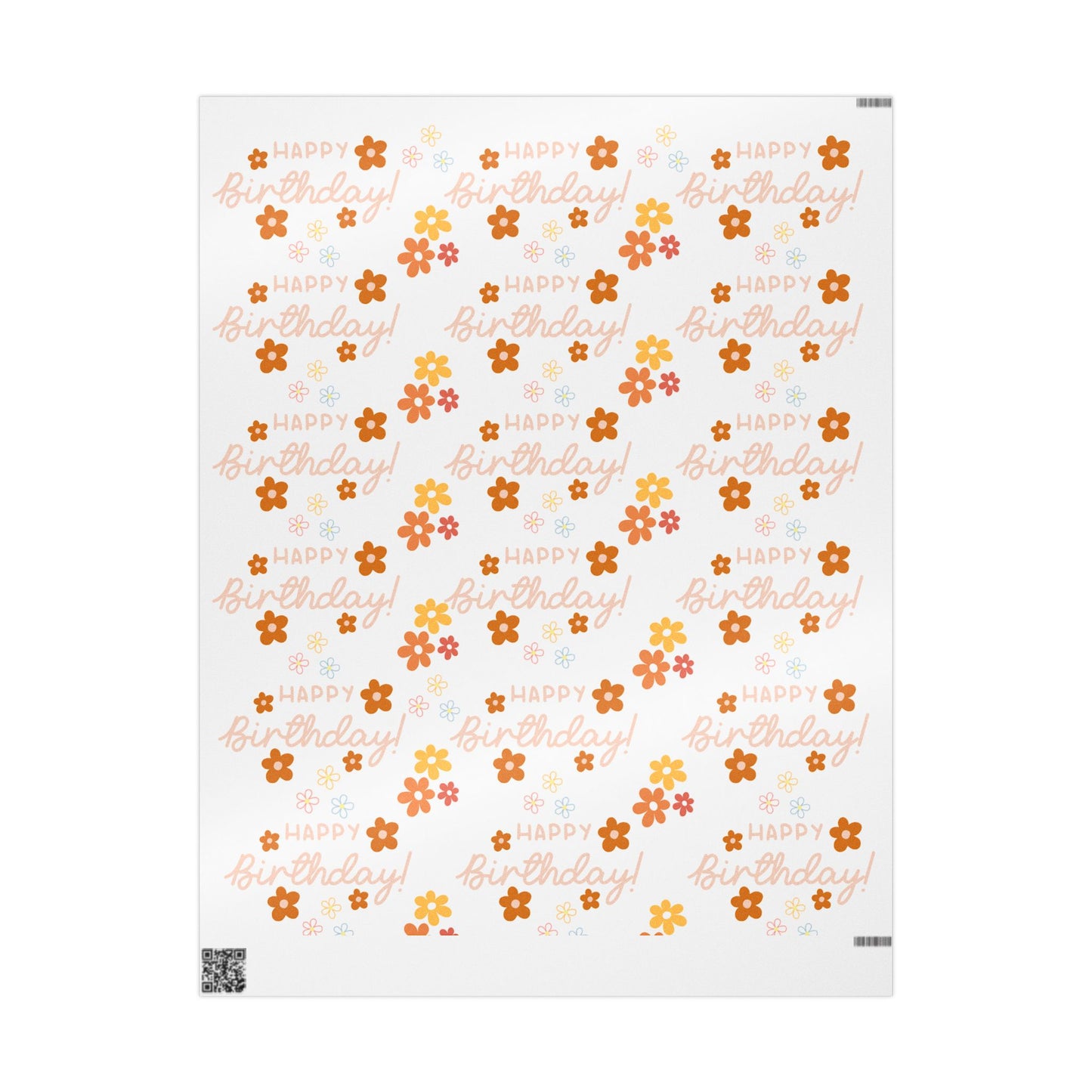 Happy Birthday Flowers Wrapping Paper Elegant Gift Wrap for Celebrations