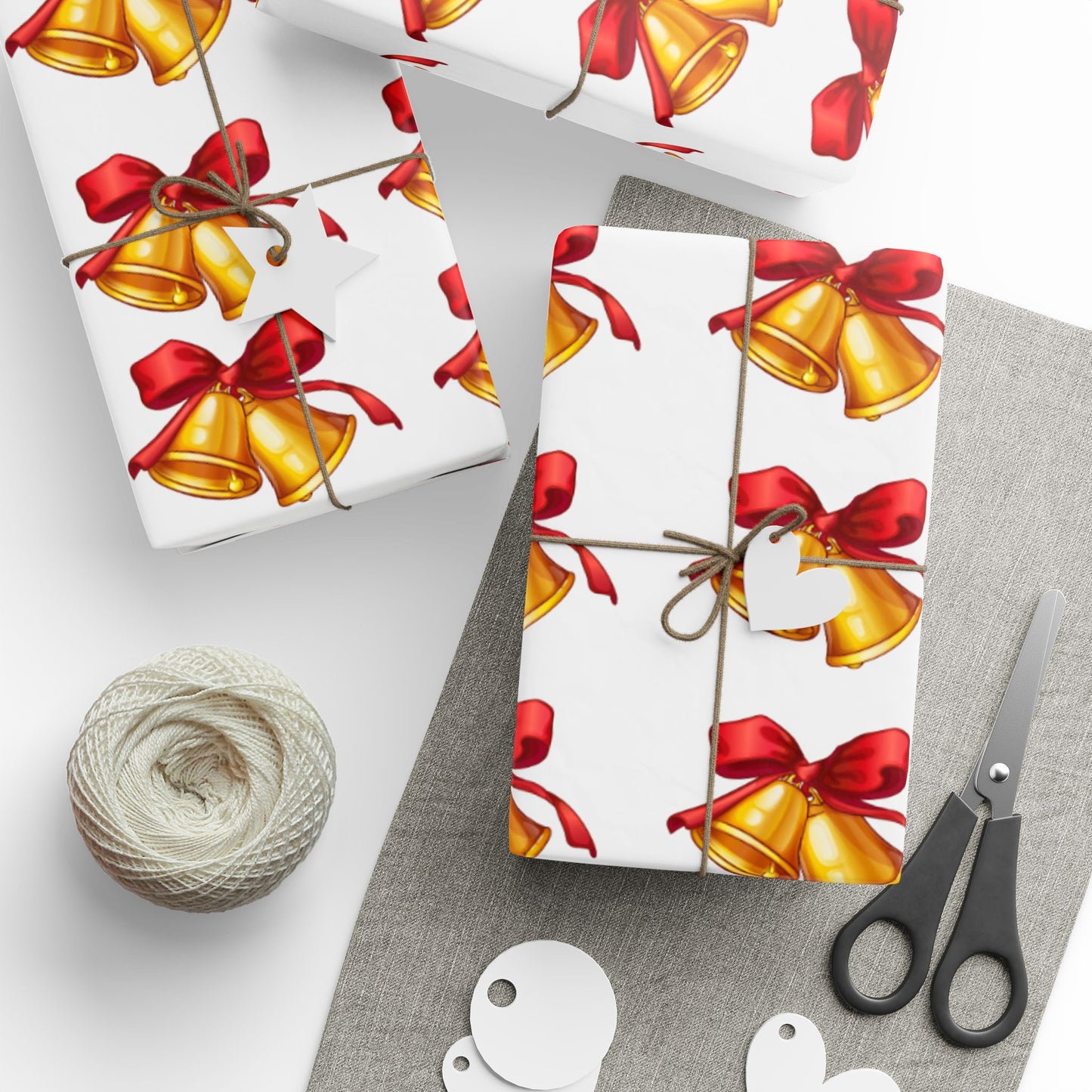 Golden Bells Wrapping Paper Festive Holiday Gift Wrap