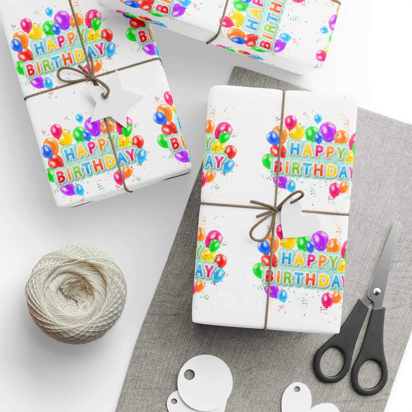 Happy Birthday Balloons Wrapping Paper Colorful Gift Wrap for Parties