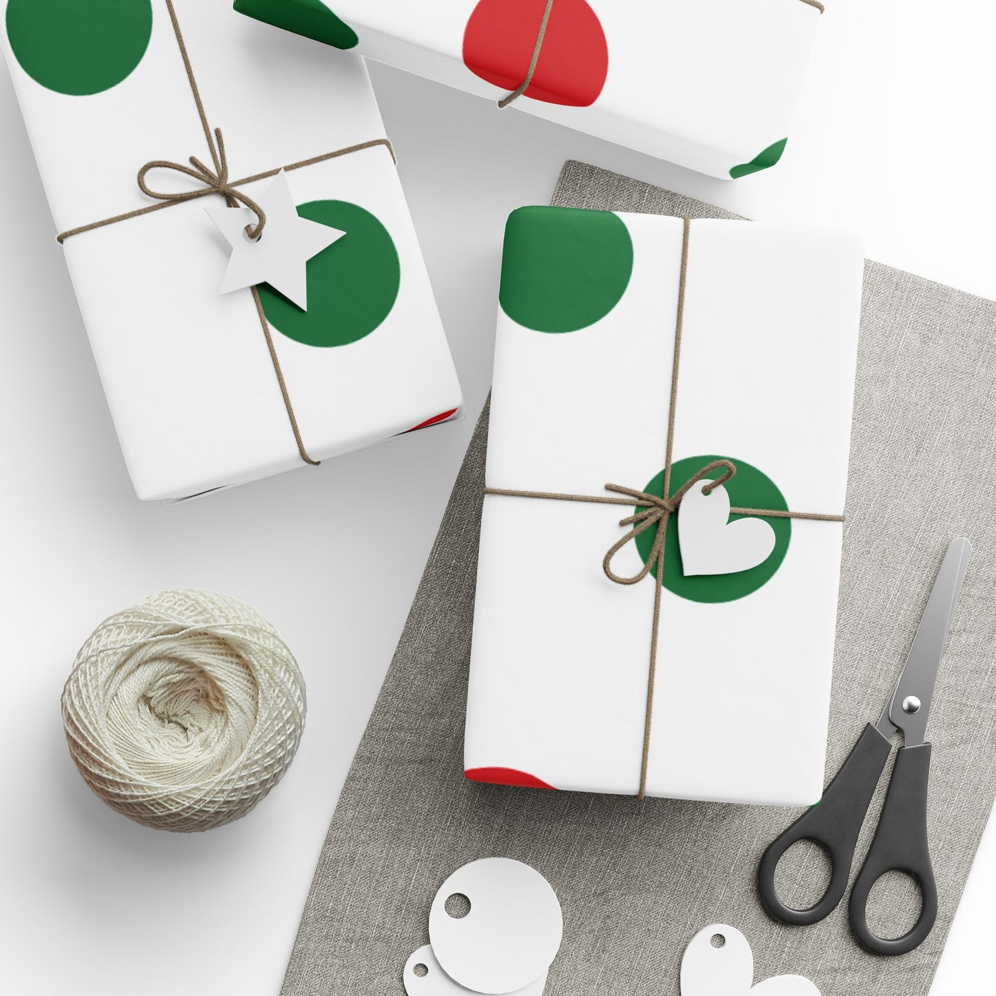 Festive Red & Green Wrapping Paper Holiday Circles Design