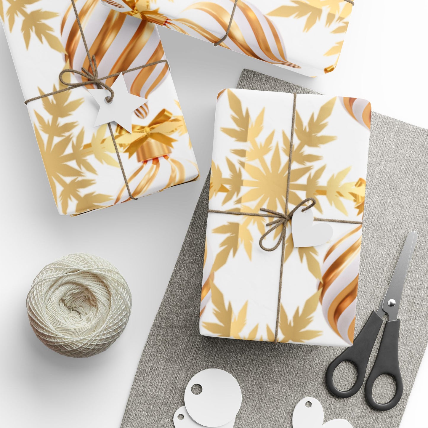 Golden Holiday Wrapping Paper Elegant Festive Gift Wrap
