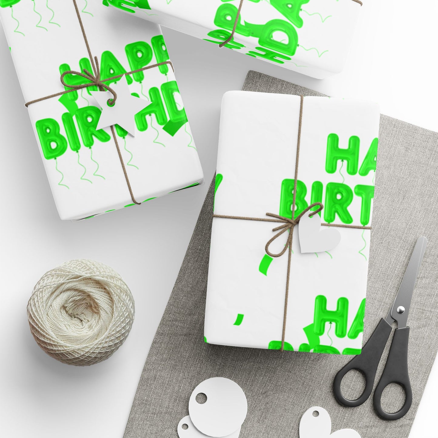 Green Birthday Wrapping Paper Festive Gift Wrap for Parties