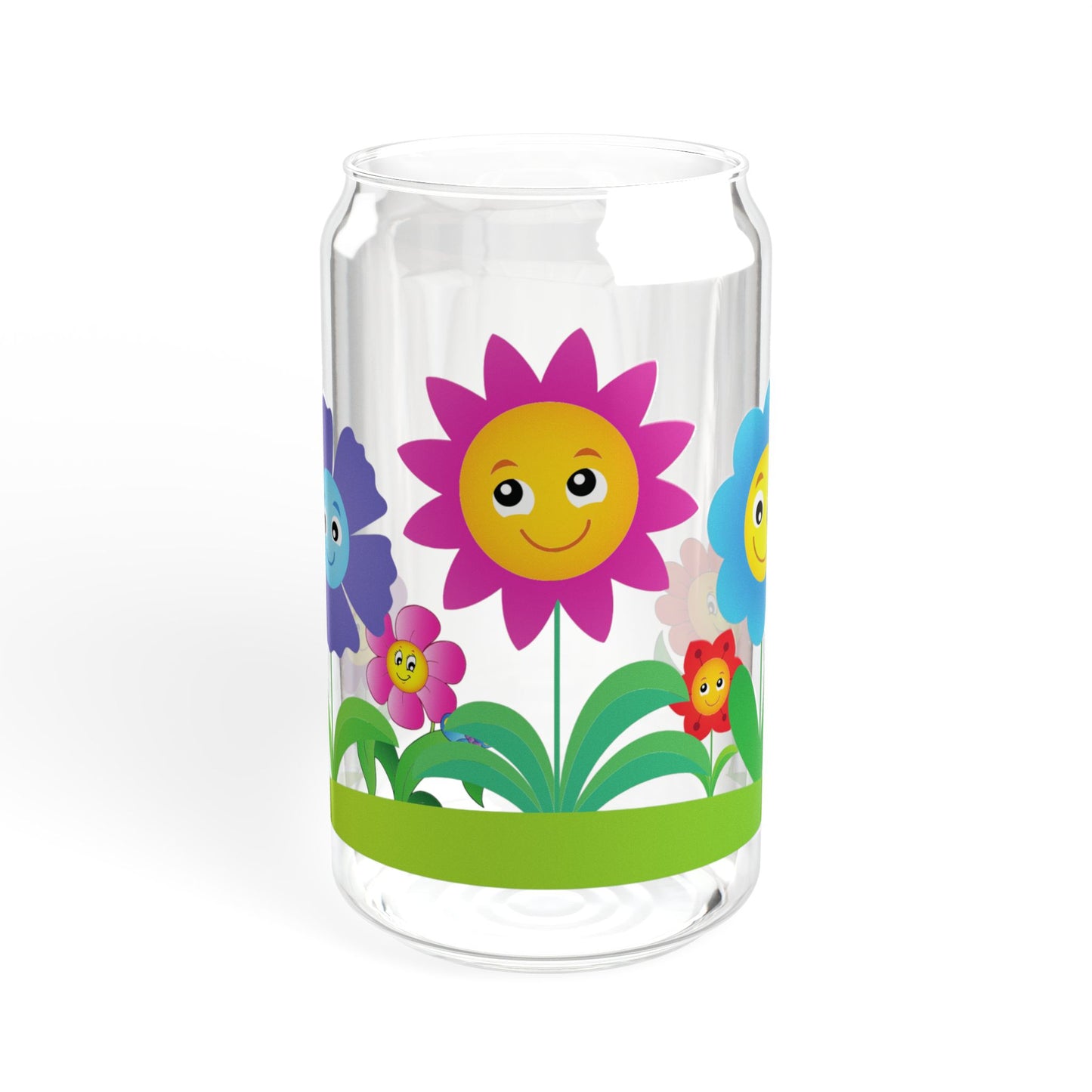 Blossom Sip 16oz Colorful Flower Sipper Glass Vibrant | Reusable | Kid-Friendly | Perfect for Garden Parties