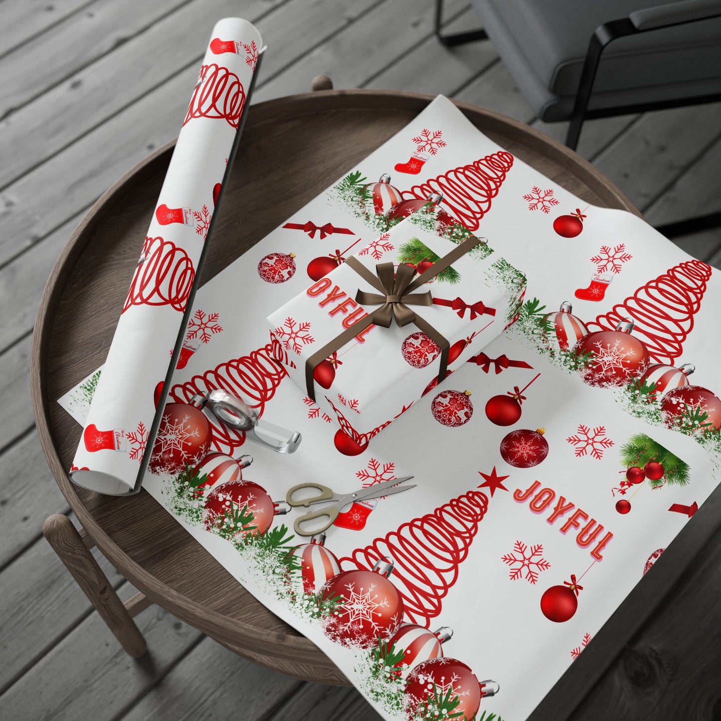 Joyful Christmas Wrapping Paper Festive Gift Wrap for Holidays
