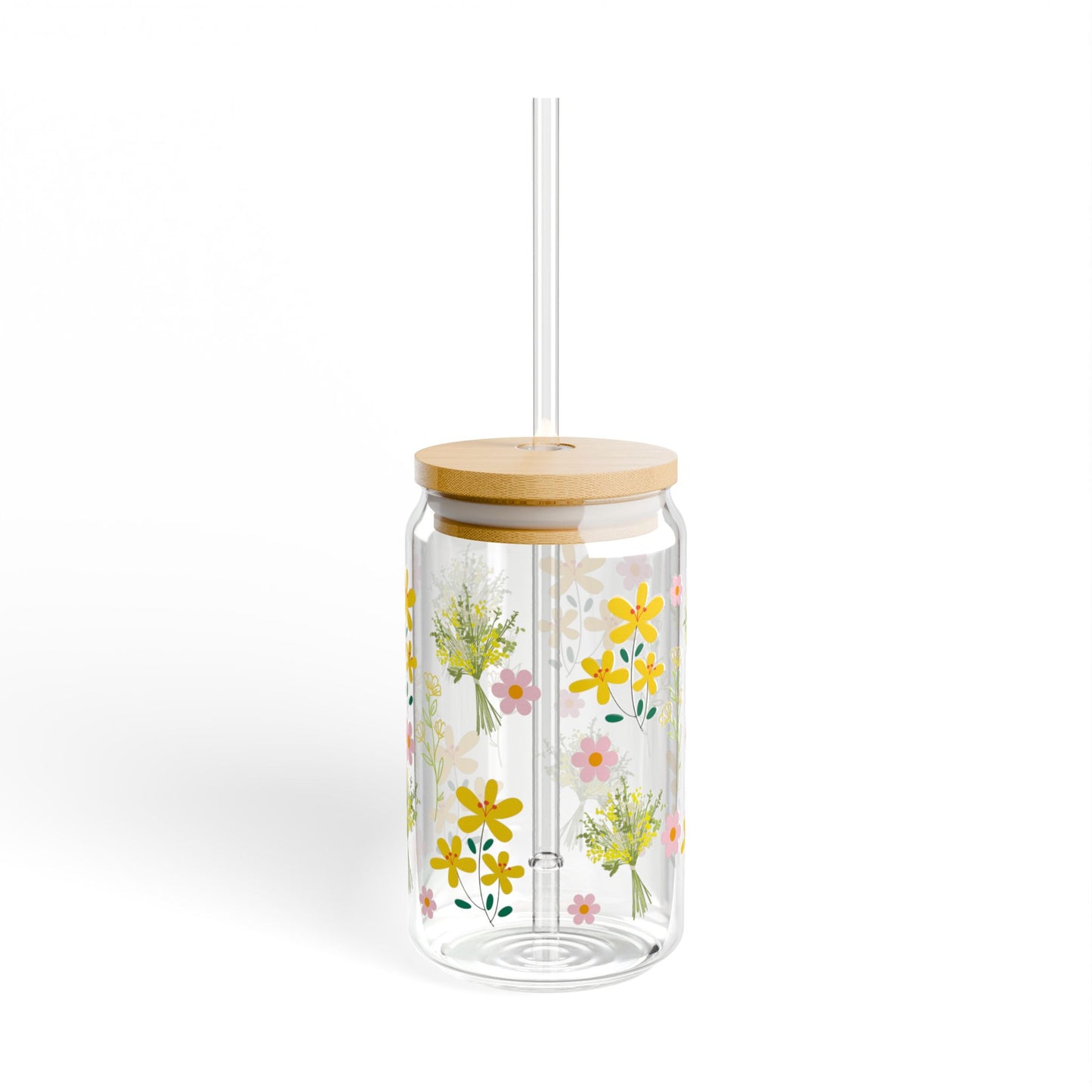 Golden Bloom 16oz Floral Sipper Glass Bright | Thoughtful | Gift-Ready | Perfect for Flower Lovers
