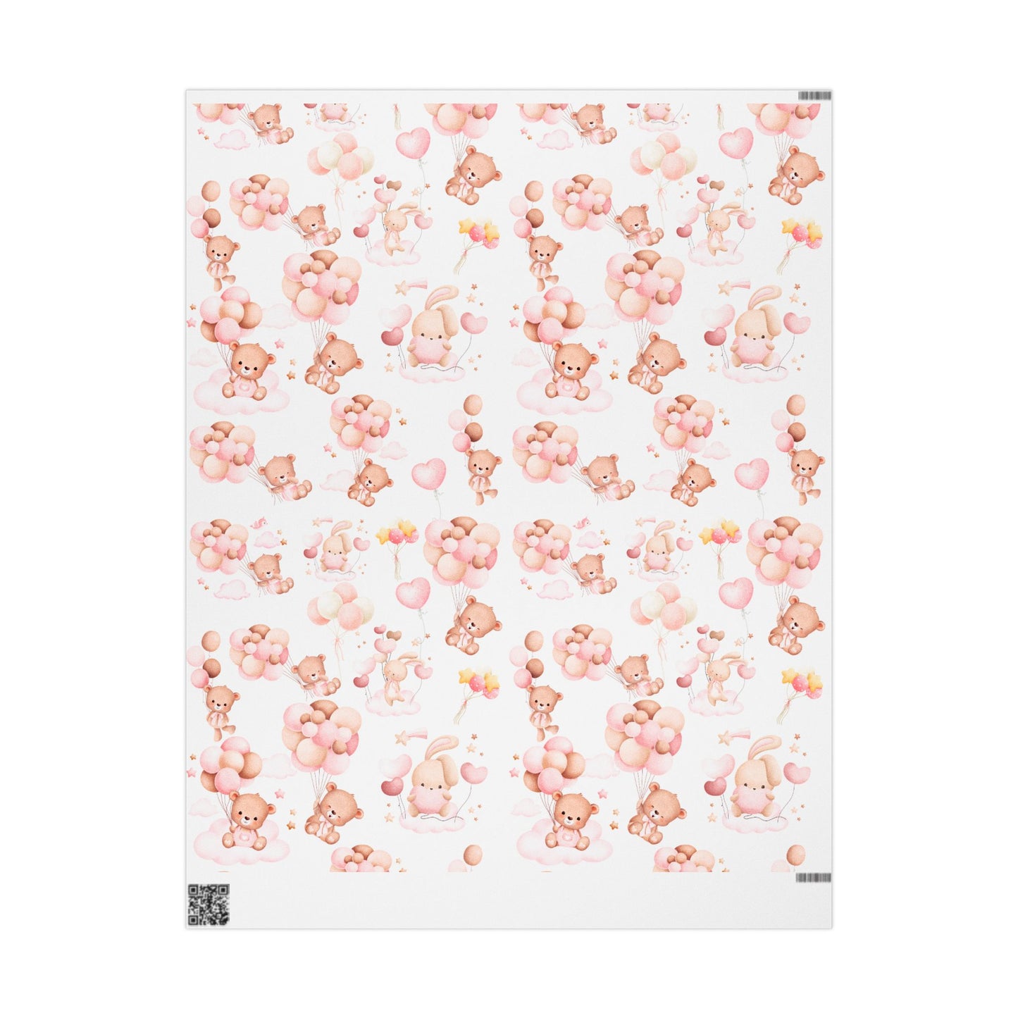 Baby Girl Bear Wrapping Paper Cute Gift Wrap for Showers and Birthdays