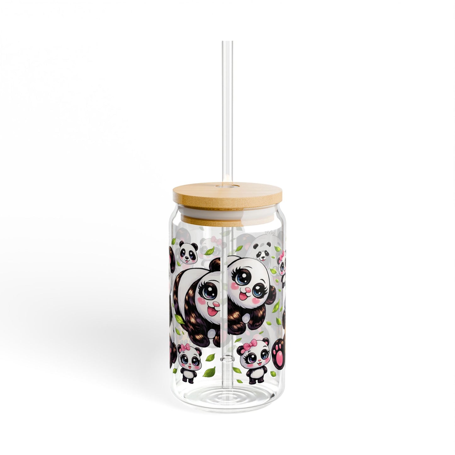 Panda Sips Adorable Panda Sipper Glass 16oz Cute | Reusable | Kid-Friendly | Perfect for Panda Lovers