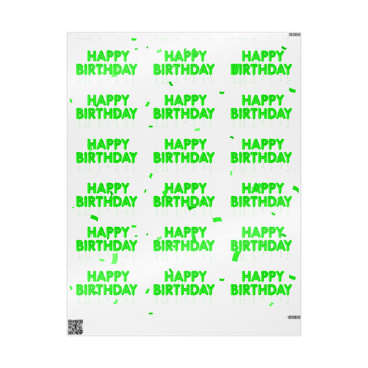Green Birthday Wrapping Paper Festive Gift Wrap for Parties