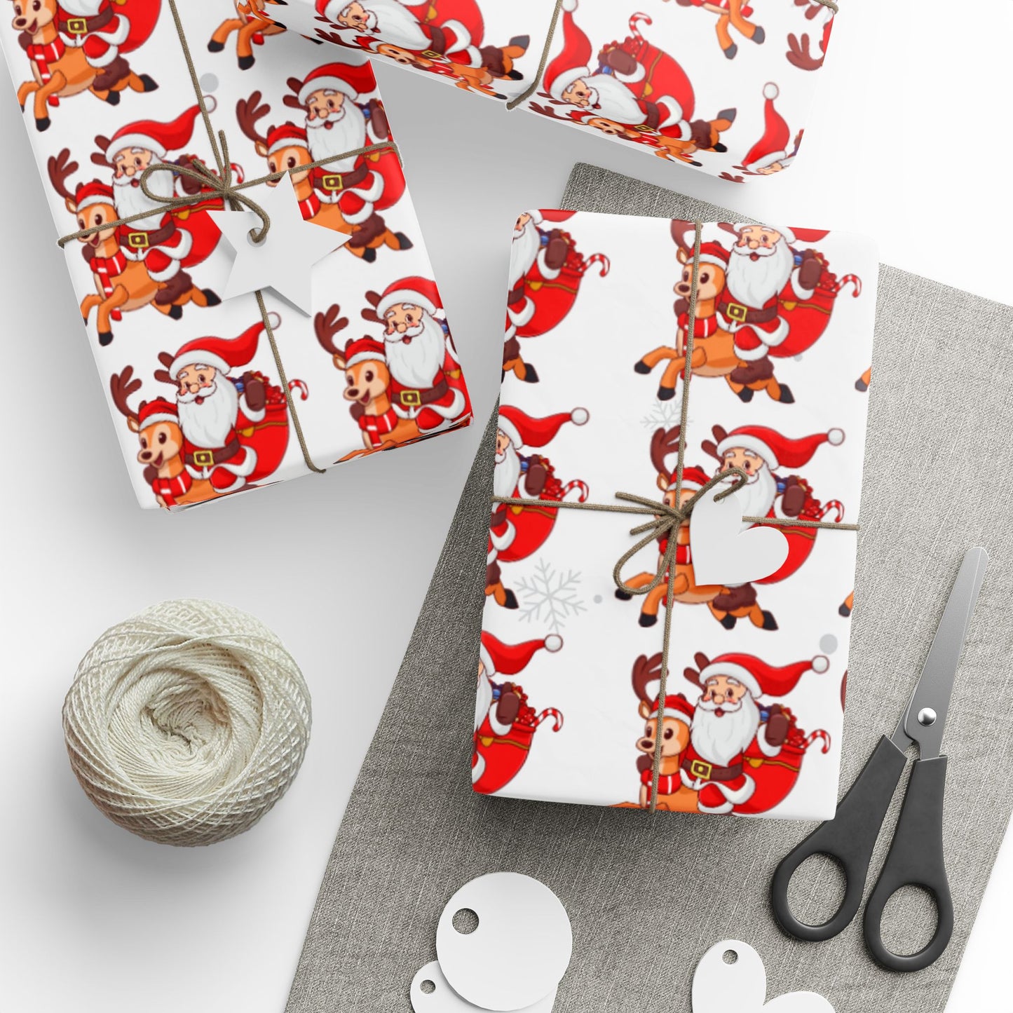 Santa & Reindeer Wrapping Paper Festive Christmas Gift Wrap Sheets