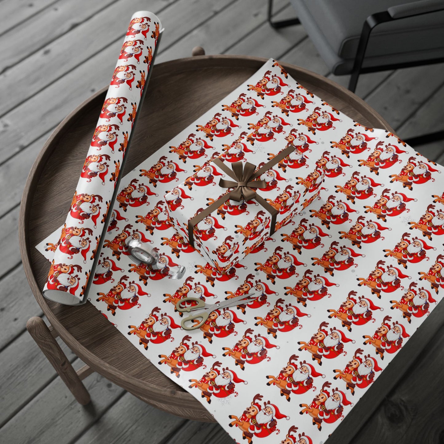 Santa & Reindeer Wrapping Paper Festive Christmas Gift Wrap Sheets