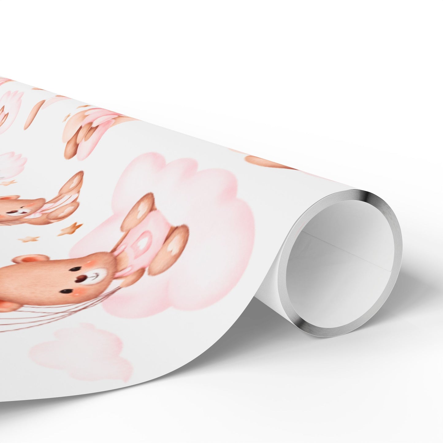 Baby Girl Bear Wrapping Paper Cute Gift Wrap for Showers and Birthdays