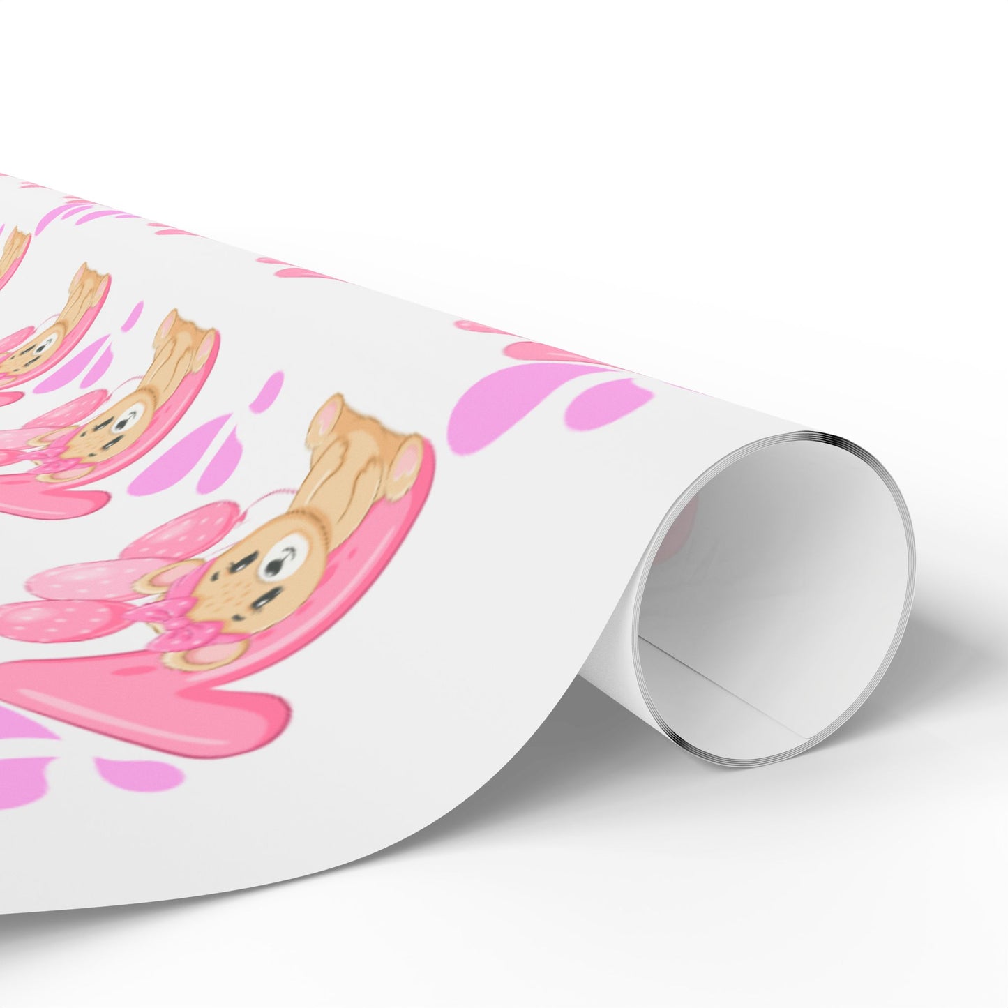 Happy First Birthday Pink Wrapping Paper Cute Gift Wrap for Girls