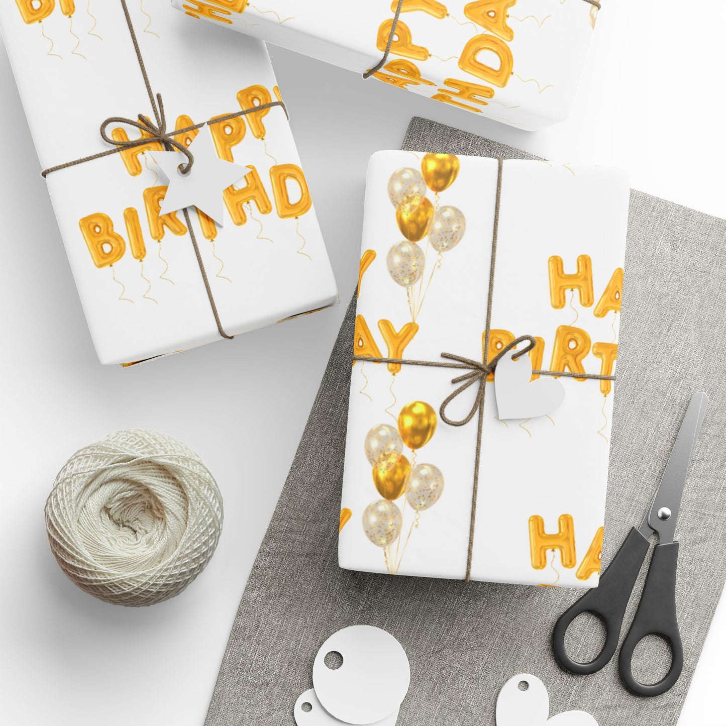Gold Happy Birthday Wrapping Paper Elegant Gift Wrap for Celebrations