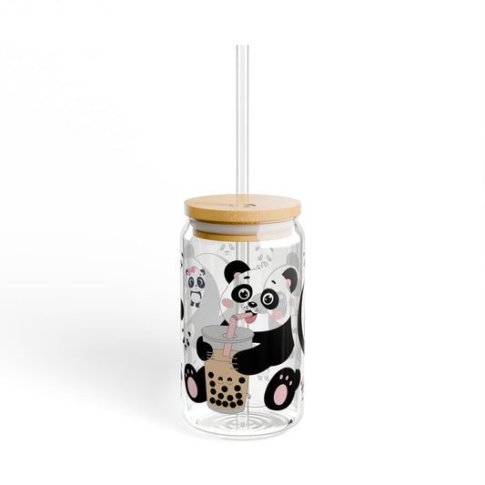 Panda Sips Adorable Panda Sipper Glass 16oz Cute | Reusable | Kid-Friendly | Perfect for Panda Lovers
