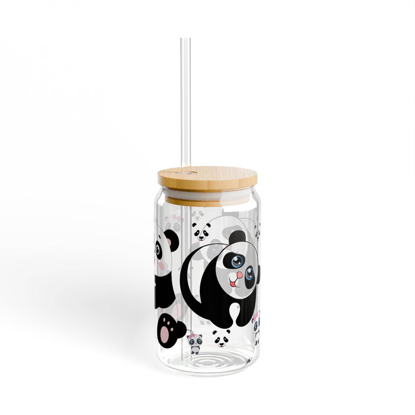 Panda Sips Adorable Panda Sipper Glass 16oz Cute | Reusable | Kid-Friendly | Perfect for Panda Lovers