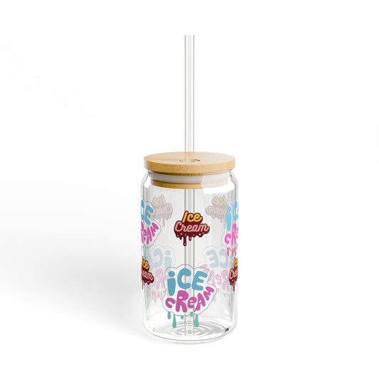 Ice Cream Bliss 16oz Sipper Glass Fun | Durable | Eco-Friendly | Perfect for Sweet Moments