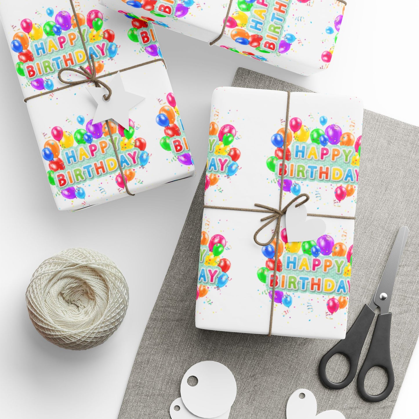 Happy Birthday Balloons Wrapping Paper Colorful Gift Wrap for Parties